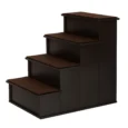 Four-Step Pet Stairs with Removable Tread Pads – Dark Brown
