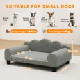 Raised Pet Sofa with Padded Back and Arms – Grey, 66cm