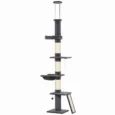 Floor to Ceiling Cat Tree 5-Level Bed Hammock – Dark Grey, Cream White