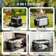 Folding Pet Stroller with Detachable Carrier – Grey, 10kg
