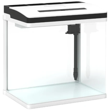 13L Glass Aquarium with Filter and LED Light &ndash; White