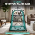 Three-Level Folding Cat Tent with Carry Bag – Green and Black