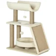 Cat Tower with Curved Perch and Scratch Pad – Light Brown