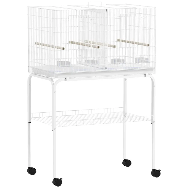 Bird Cage with Divider and Perches 76x46x116cm – Black