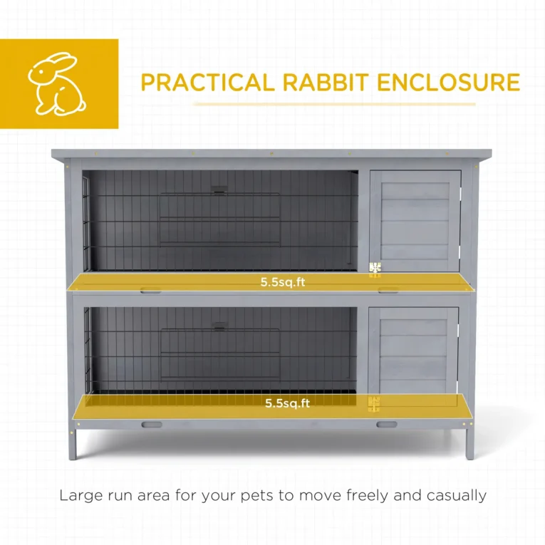 Two-Tier Wooden Rabbit Resting Hutch – Grey