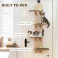 Four-Level Over-Door Cat Shelf with Washable Pads – Oak Tone