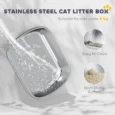 Covered Steel Cat Litter Box with Top Exit – Dark Grey, 52cm