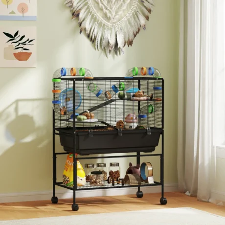 Three-Level Small-Animal Cage with Storage Shelf &ndash; Black, 106.5cm High &ndash; detail 2
