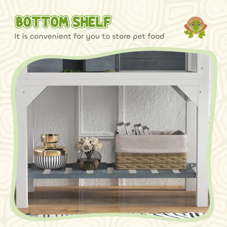Tortoise House 84.5L x 47.5W x 90Hcm – White and grey