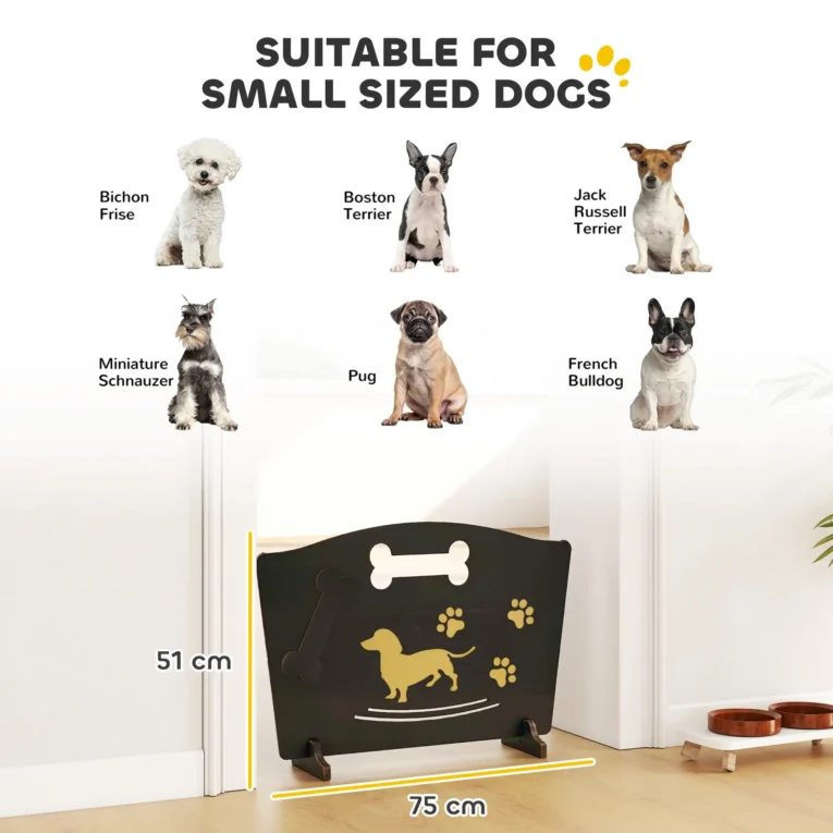Freestanding Wooden Dog Barrier – Black, 75 × 51cm