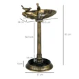 Garden Bird Bath with Two Bird Decorations – Bronze Tone, 81cm