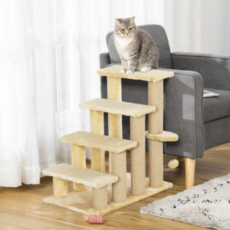 Four-Step Cat Stairs with Play Platform &ndash; Beige, 64cm &ndash; detail 2