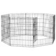 Eight-Panel Metal Dog Playpen with Door – Black