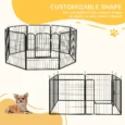 Eight-Panel Steel Dog Playpen with Door – Black, 80cm High