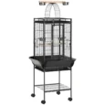 Bird Cage with Play Top, Seed Guard and Stand – Dark Grey, 156cm