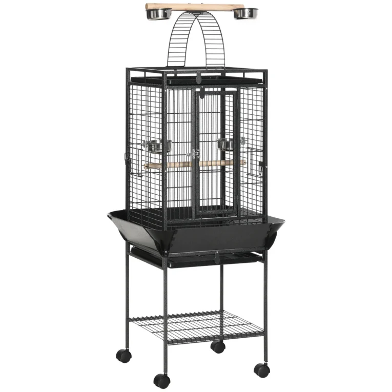 Bird Cage with Play Top, Seed Guard and Stand – Dark Grey, 156cm Bird Cage with Play Top, Seed Guard and Stand – Dark Grey, 156cm