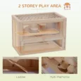 Wooden Hamster Cage 60x35x42cm Small Animals – Natural Wood Finish