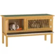 Outdoor Rabbit Hutch 115x44cm Openable Roof – Yellow and Green