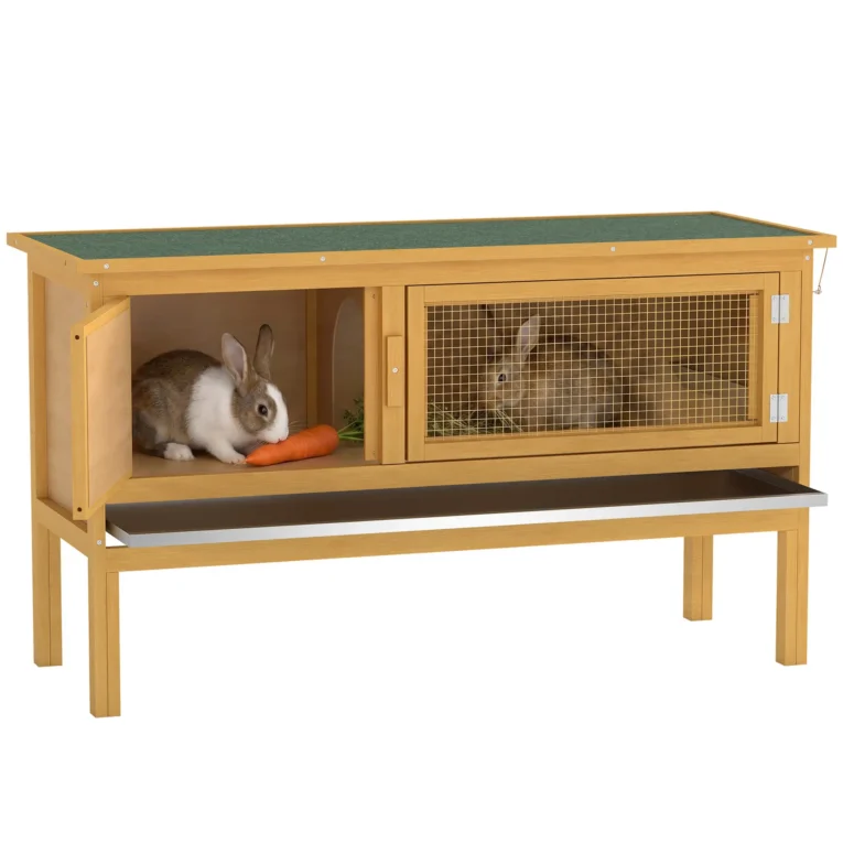 Outdoor Rabbit Hutch 115x44cm Openable Roof – Yellow and Green Outdoor Rabbit Hutch 115x44cm Openable Roof – Yellow and Green