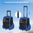Pet Backpack and Wheeled Trolley Carrier – Blue, 4kg