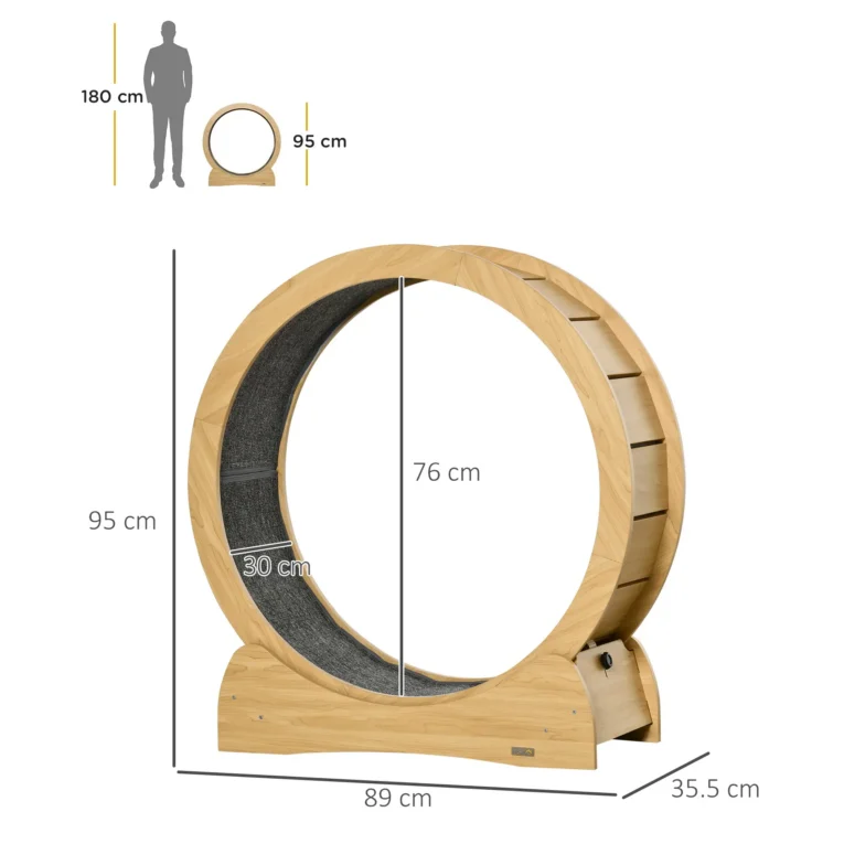 Wooden Cat Exercise Wheel with Brake – 76cm Inner Diameter