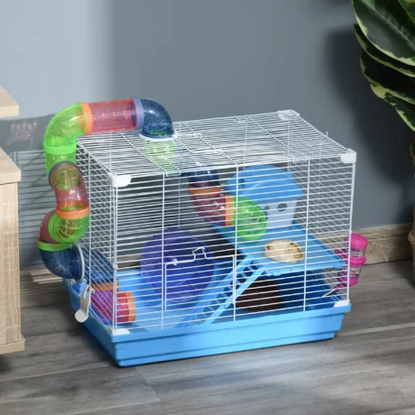 2-Tier Hamster Cage Small Animal Habitat &ndash; Blue and white &ndash; product view 2