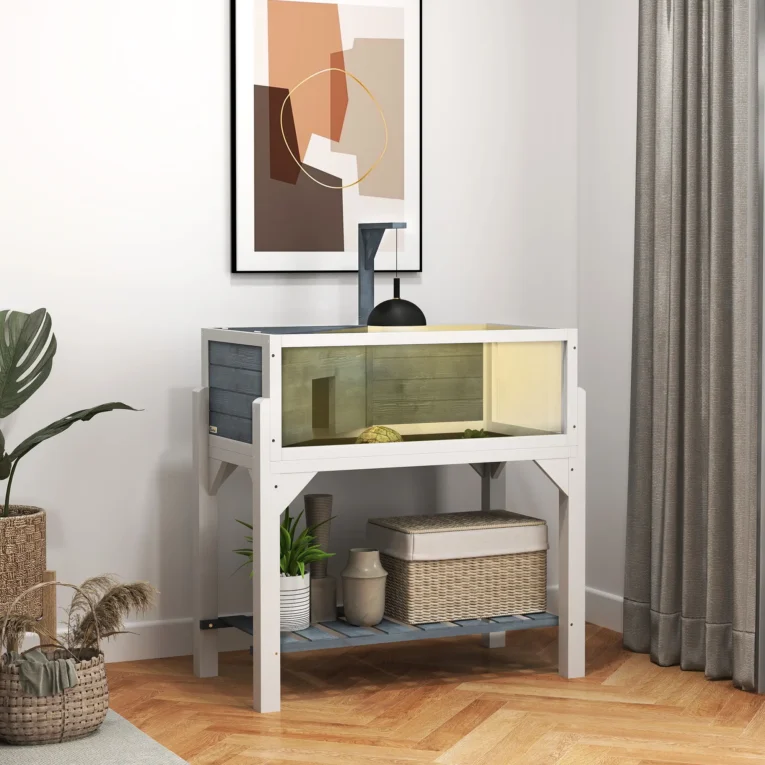 Tortoise House 84.5L x 47.5W x 90Hcm – White and grey