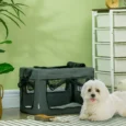 Pet Carrier with Cushion for Mini Dogs 48.5cm – Grey and black