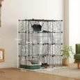 Four-Level Modular Indoor Cat Enclosure with Hammock – Black