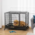 Wheeled Metal Dog Crate with Cleaning Tray – Black, 109cm