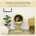 Raised Woven-Grass Cat Cave with Cushion – Yellow, 69cm