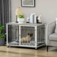 Furniture Dog Crate with Washable Cushion – Graphite Grey