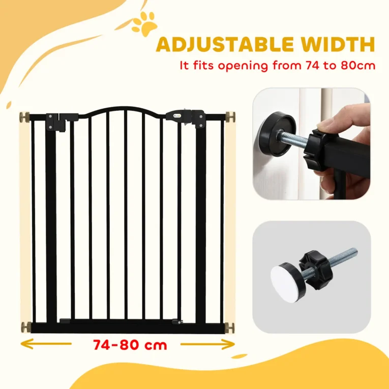 Metal Dog Gate – Black, 74–80cm