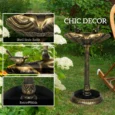 Garden Bird Bath with Two Bird Decorations – Bronze Tone, 81cm