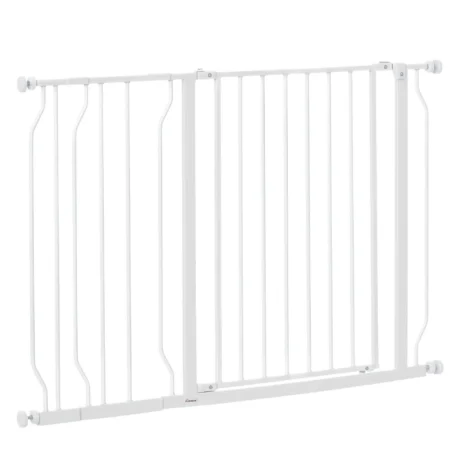 Adjustable Walk-Through Dog Gate – White, 75–115cm
