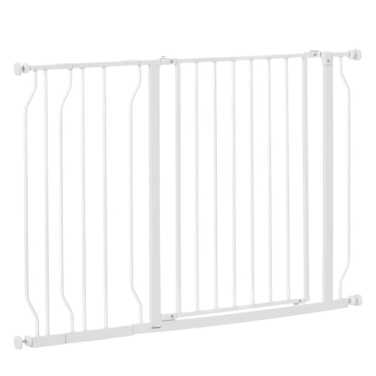 Adjustable Walk-Through Dog Gate – White, 75–115cm