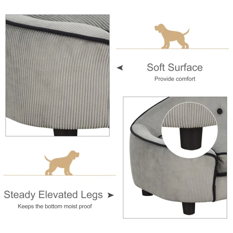 Dog Sofa Wooden Frame 66.5x45x35.5cm – Grey