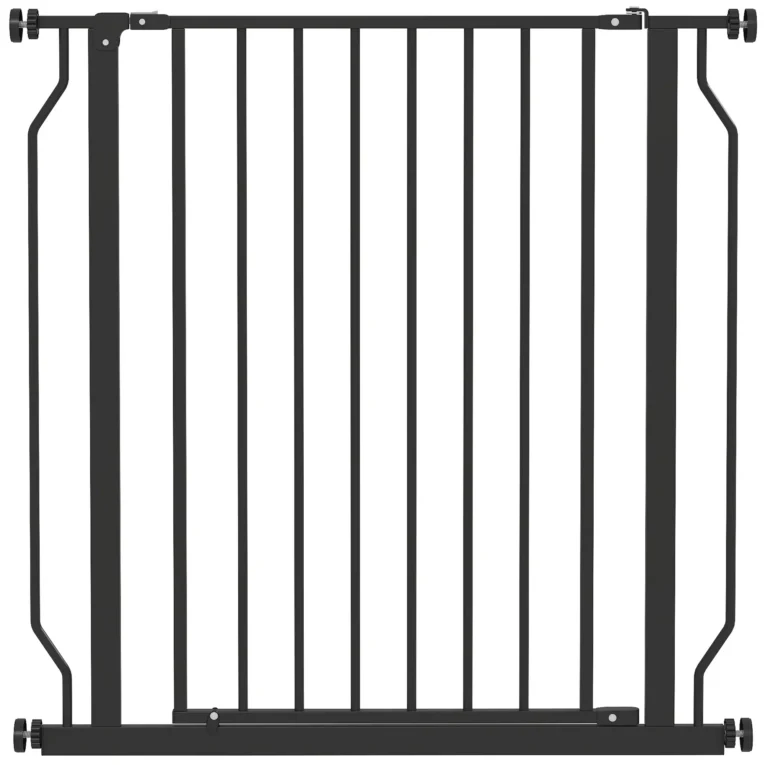 Adjustable Walk-Through Dog Gate – Black, 75–85cm