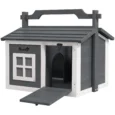Compact Wooden Rabbit Resting House with Carry Handle – Grey