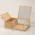 Wooden Tortoise House with Mesh Roofs – Light Yellow