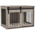 Compact Dog Crate with Sliding Door and Cushion – Brown, 80cm