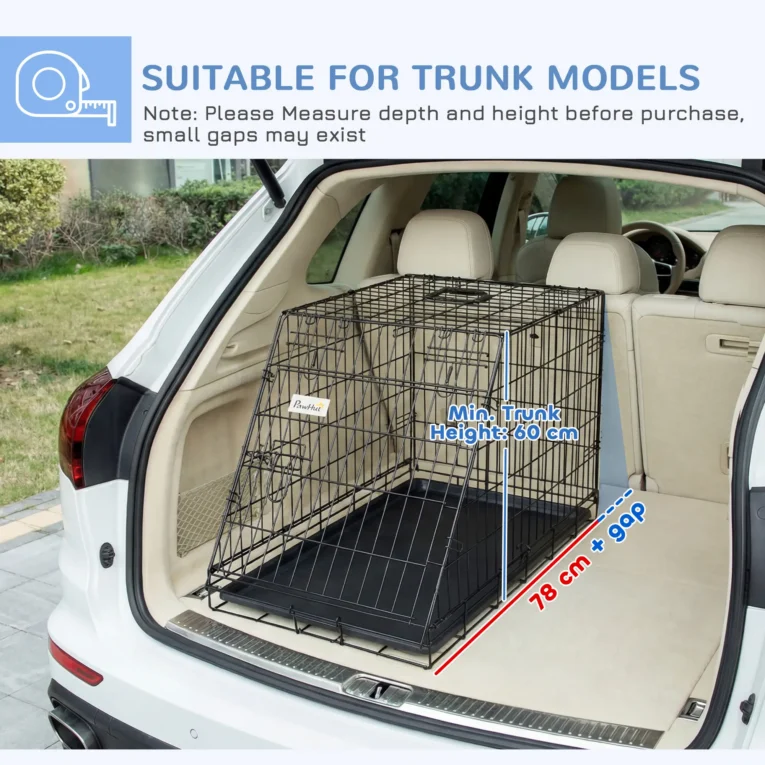 Collapsible Dog Travel Cage 77x47x55cm – Black