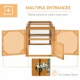 Wooden Chicken Run with Perches and Multiple Doors – Natural, 140cm