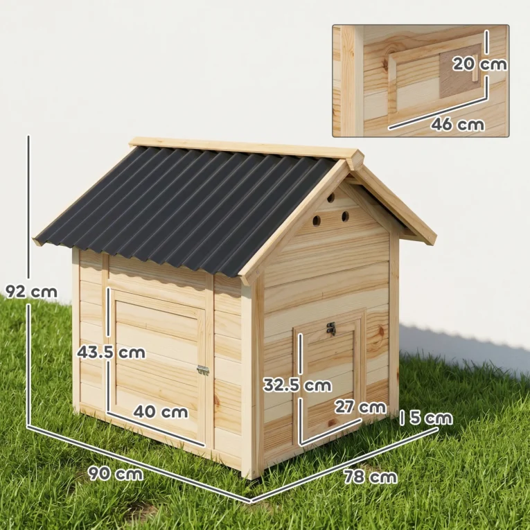 Wooden Duck House with Opening Roof and Removable Floor – Natural