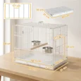 Folding Bird Travel Cage with Perch and Bowls – White, 49cm