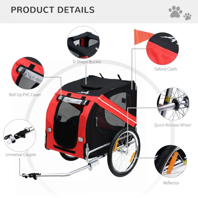 Bicycle Pet Trailer Steel Frame – Red and Black Bicycle Pet Trailer Steel Frame – Red and Black