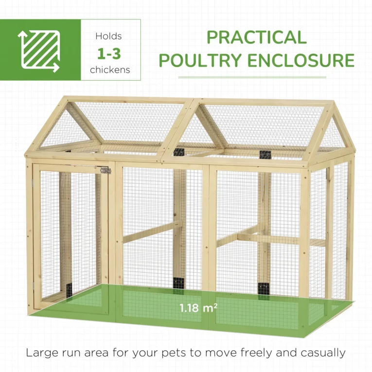 Large Chicken Run Wooden Coop Natural Finish – Natural Wood Finish
