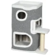 Compact Cat Tower with Two Dens and Top Bed – Grey, 75cm