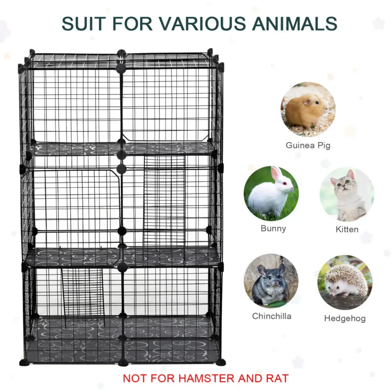 39-Panel Modular Small Animal Enclosure with Ramps – Black