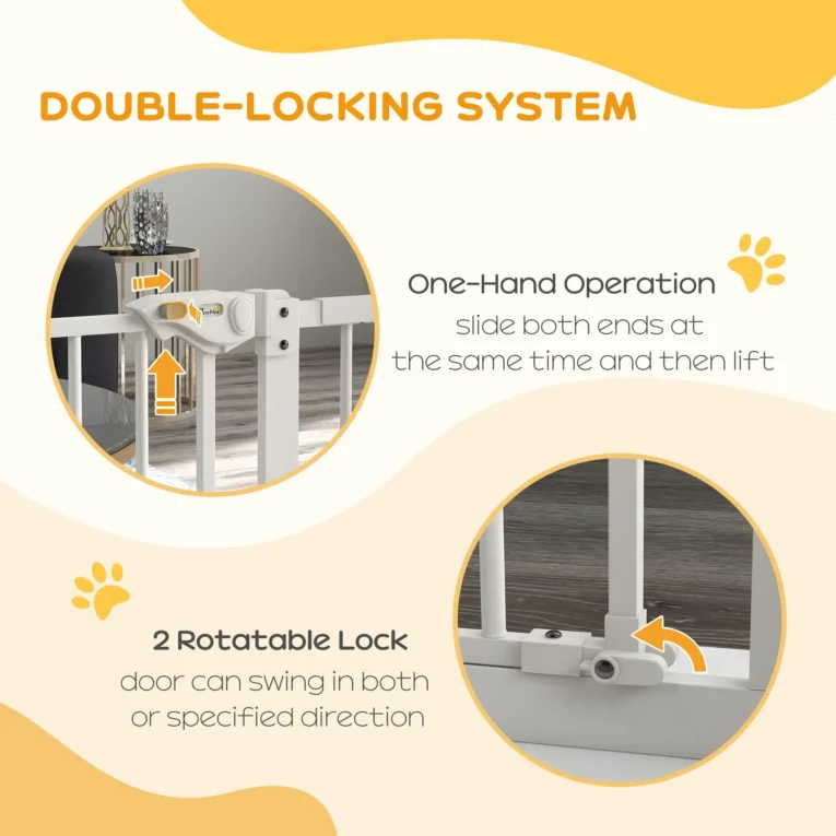 Adjustable Dog Gate Metal 74-94cm – White